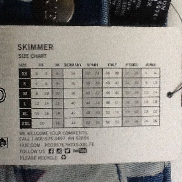 new HUE® Women's Size 2X / 20W Denim-look Floral High Rise Skimmer Leggings 2XL - Picture 10 of 11